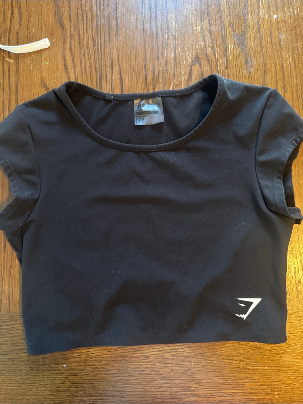 Gymshark Black Crop Tee with White Logo